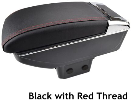 Black Center Console Opbergdoos Lederen Dual Layer Armsteun Armsteun Ondersteuning Voor Chevrolet Cruze rood draad