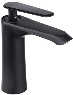 Black Chrome Water Wastafelmengkraan Warme En Koude Kraan Badkamer Douche Sink Enkel Handvat Gat Tap Messing Base Keuken Accessoires Baoshijie(zwart)