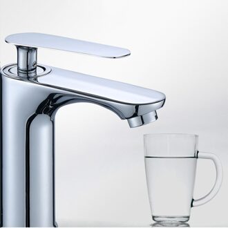 Black Chrome Water Wastafelmengkraan Warme En Koude Kraan Badkamer Douche Sink Enkel Handvat Gat Tap Messing Base Keuken Accessoires Pingmian(chroom)