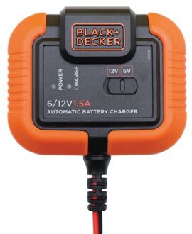 Black & Decker acculader 6V/12V 1,5A zwart/oranje 3-delig