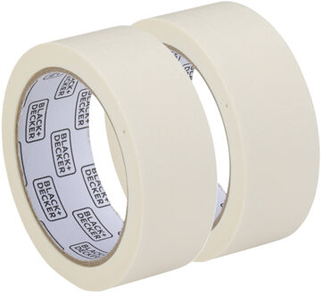 Black & Decker Afplaktape/schilderstape - 2x - wit - 36mm x 25m - voor binnen/buiten