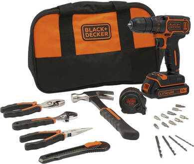 Black & Decker BDCDC18HTSA Accuboormachine, 18 V, inclusief gereedschapset Oranje