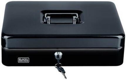 Black & Decker Geldkistje/kluisje - 2 sleutels - zwart - staal - muntbakje - 30 x 24 x 9 cm