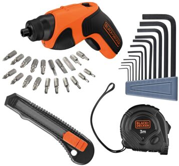 Black & Decker KIT: 3.6V Schroevendraaier met lader en 34 accessoires - CS3651LCA35-QW