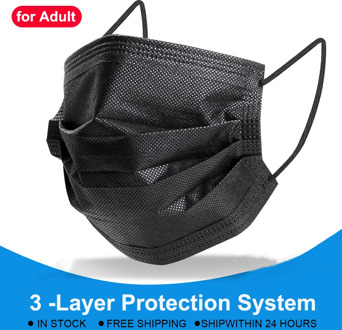 Black disposable Face Mask 3 Layer Hygiene Protection Mouth Mask Against Pollution Dust Respirator Breathable Mascarillas Masque