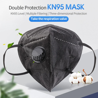 Black dustproof and waterproof kn95 mask with valve Face Protective Mascarilla kn95 FFP2masks 95% Filtration Nonwoven Cover Mask