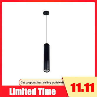 Black High quality modern minimalist cafe chandeliers Positive white led restaurant COB spotlights long tube hanging lamp bar ta