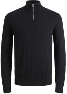 Black Jack Jones JJeemil Breid Half Zip Noos Knit Jack & Jones , Black , Heren - 2Xl,Xl,L,M,S