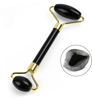 Black Jade Roller Face Massage Roller Double Heads Eyes Face Massager Natural Beauty Tool Stone Needle Relaxation Neck Thin Lift