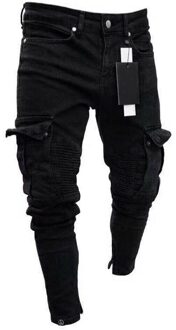 Black Jean Mannen Denim Skinny Biker Jeans Vernietigd Verzwakte Slim Fit Pocket Cargo Potlood Broek Plus Size S-3XL Hip hop Xxl