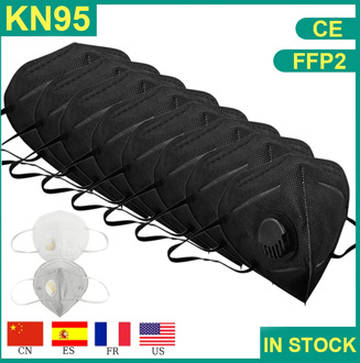 Black KN95 Mask Mouth Caps FFp3 Face Mask Cotton Mouth Masks Valved KN95 Dust Protective FFP2 Masks 6 Layer Face Mascarillas