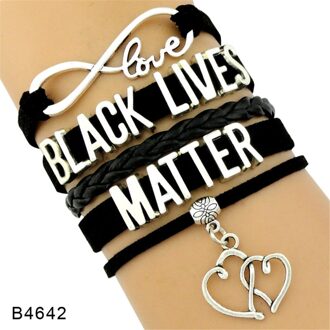 "Black Live Kwestie" Probleem, Ik Kan Niet Ademen, Geen Meer, Dit Stop Nu, de Hand Geweven Dames Hartvormige Armband Mannen Armband stijl 1