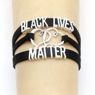 "Black Live Kwestie" Probleem, Ik Kan Niet Ademen, Geen Meer, Dit Stop Nu, de Hand Geweven Dames Hartvormige Armband Mannen Armband stijl 3