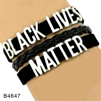"Black Live Kwestie" Probleem, Ik Kan Niet Ademen, Geen Meer, Dit Stop Nu, de Hand Geweven Dames Hartvormige Armband Mannen Armband stijl 4