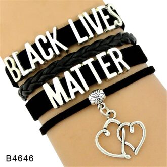 "Black Live Kwestie" Probleem, Ik Kan Niet Ademen, Geen Meer, Dit Stop Nu, de Hand Geweven Dames Hartvormige Armband Mannen Armband stijl 6
