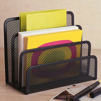 Black Mesh Brief Papier Bestand Opbergrek Houder Lade Organisator Desktop