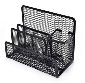 Black Metal Mesh Desk Organizer Desktop Brief Sorter Mail Lade Bestand Organisator Office Home Boekensteunen Boek Houder Business