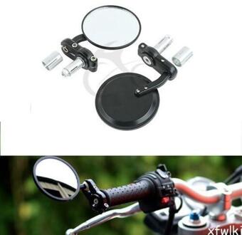 Black Motorcycle 3 "Ronde 7/8" Handle Bar End Spiegels Voor Cafe Racer Bobber Bike
