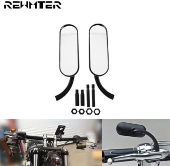 Black Motorcycle Mini Oval Achteruitkijkspiegels 8Mm 10Mm Metalen Voor Harley Dyna Softail Sportster Xl Touring Road King glide Fat Boy