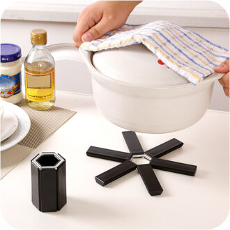 Black Opvouwbare Antislip Hittebestendige Pad Trivet Pan Pannenlap Mat Keuken