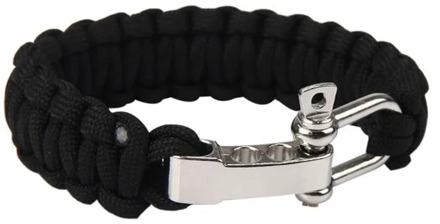 Black ParaCord Rope Outdoor Survival Bracelet Camping Steel Shackle Buckle Military Self-Rescue Survival Bracelet Whistle Kit