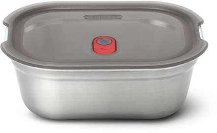 Black+Blum Zwart+Blum Stalen Voedseldoos Klein - Maaltijdvoorbereiding - 173x127x65mm - Grijs/Rood