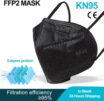 Black Protective Face Mask KN95 Masks Mascarilla Filtration Mouth Masks Breathable 95% filtration Anti flu mascarillas Masks
