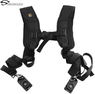 Black Quick Rapid Dubbele Dual Schouder Sling Riem Aanpassing Speed Strap Voor 2 Digitale Camera SLR DSLR Camera 'S