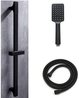 Black Shower Sliding Bar Wall Mounted Shower Bar Adjustable Sliding Rail Set 3 Function Shower Minimalist Style
