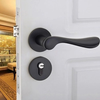 Black space aluminum door handle Interior / Bedroom door lock Split Silent door lock ,Door hardware WY55