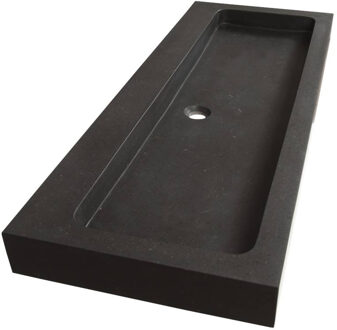 Black Spirit meubelwastafel 120cm 1 wasbak 2 kraangaten natuursteen zwart