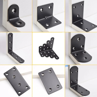 Black Stainless Steel Angle Bar 90 Degree Right Angle Fixed Block Angle Bracket L-Type Hardware Furniture Connector