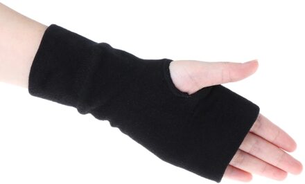 Black Unisex Mannen Vrouwen Winter Handschoenen Zachte Warme Mitten Gebreide Vingerloze Solid Black Soft