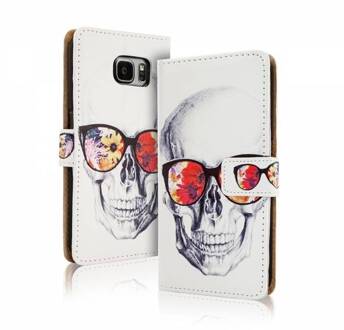 Blackmoon Skull gekleurde bril iPhone 6 Plus portemonnee hoesje