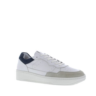 Blackstone Patchwork Lage Sneaker in Wit/Marineblauw Blackstone , White , Heren - 43 Eu,46 Eu,42 Eu,45 EU