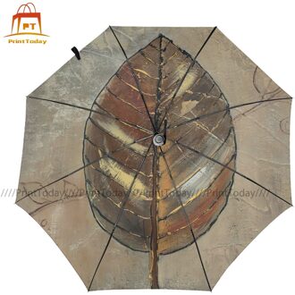 Blad Paraplu Elegante Anti Uv Paraplu Automatische Print Lichtgewicht Strand Paraplu Inside Print