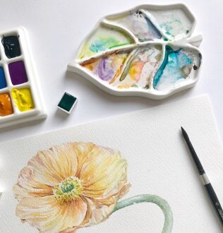 Blad-Vormige Keramische Palet, Aquarel Palet, Te Reinigen, Kunstenaar Schilderij Gereedschap, Verf Lade groot leaf (nieuw)