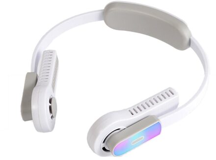 Bladeless Wearable Hals Fan, 360 Graden Koeling Handsfree Sport Fan, Usb Mini Persoonlijke Ventilator Met Kleurrijke Verlichting wit