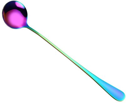 Bladeren Rvs Lange Steel Kleurrijke Lepel Lange Steel Lepels Bestek Koffie Drinken Gereedschap Keuken Gadget Theelepels #50