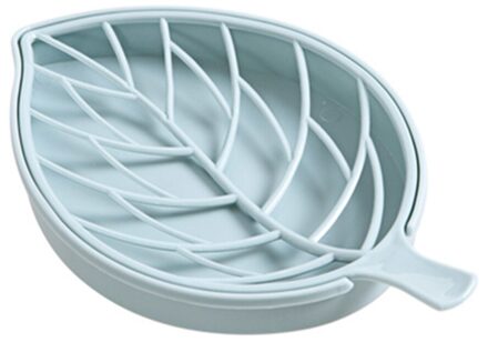 Bladeren Vormige Badkamer Gadgetssoap-Kk Creatieve Dubbellaags Afvoer Zeep Bar Houder Schotel Box Anti-Slip blauw