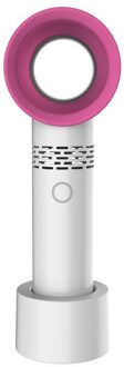 Bladloze Mini Usb 4-Speed Fan Oplaadbare Draagbare Handheld Radiator Ventilator Kleine Desktop Fan Met Base (Wit)