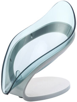 Bladvorm Zeep Gerechten Abs Siliconen Zeep Houder Anti-Slip Holle Zeep Opbergdoos Winkel Badkamer Douche Benodigdheden gadgets blauw