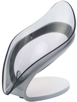 Bladvorm Zeep Gerechten Abs Siliconen Zeep Houder Anti-Slip Holle Zeep Opbergdoos Winkel Badkamer Douche Benodigdheden gadgets grijs