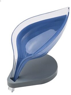 Bladvorm Zeep Houder Gootsteen Spons Afvoer Doos Zuignap Zeep Opslag Droogrek Borstel Case Badkamer Benodigdheden blauw 1