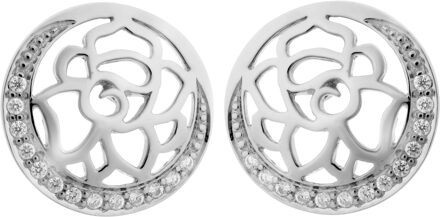 'Blair' Dames 925 Zilveren Set: Ketting-Hanger + Oorbellen - Zilver SET-7089 - One Size