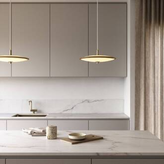 Blanche LED hanglamp, dimbaar, Ø 32 cm wit, messing