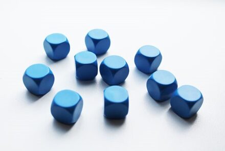 Blanco Dobbelstenen 16mm - Blauw (10 stuks)