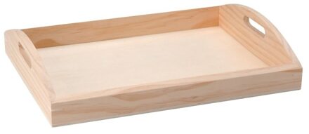 Blank Houten dienblad met opstaande rand - 37 x 28 x 7 cm - Zelf beschilderen - Knutselen