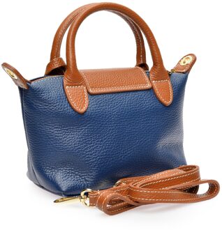 Blau Leren Tas - maat Blauw