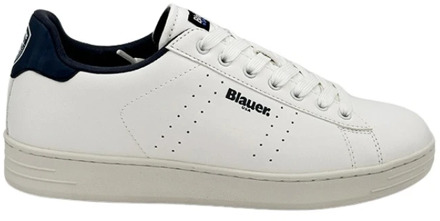 Blauer Grant Witte Sneaker met Blauwe Hiel Blauer , Multicolor , Heren - 41 Eu,43 Eu,40 Eu,45 Eu,44 EU